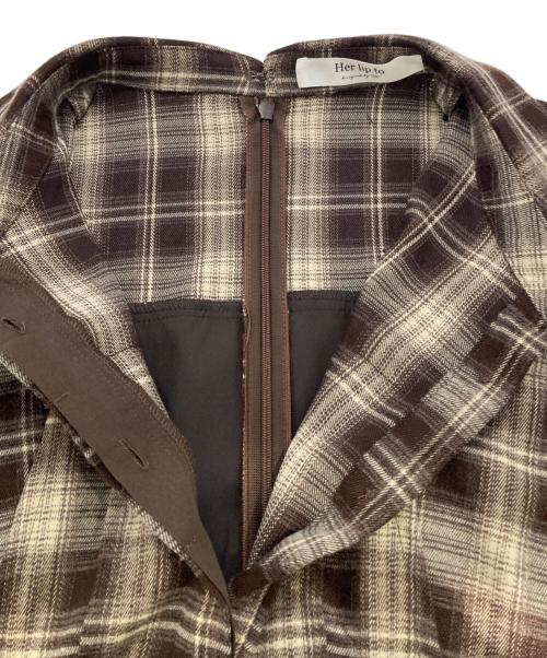 HER LIP TO（ハーリップトゥ）HER LIP TO (ハーリップトゥ) オンブレチェックワンピース ブラウン サイズ:Mの古着・服飾アイテム