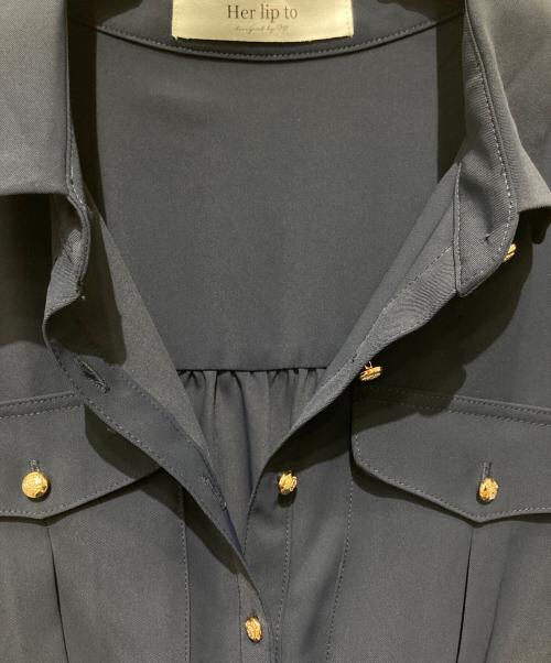 HER LIP TO（ハーリップトゥ）HER LIP TO (ハーリップトゥ) ノーブルシャツドレス ネイビー サイズ:Sの古着・服飾アイテム