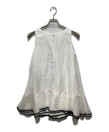 HER LIP TO（ハーリップトゥ）の古着「バイカラートリムフレアロンパー」｜ホワイト