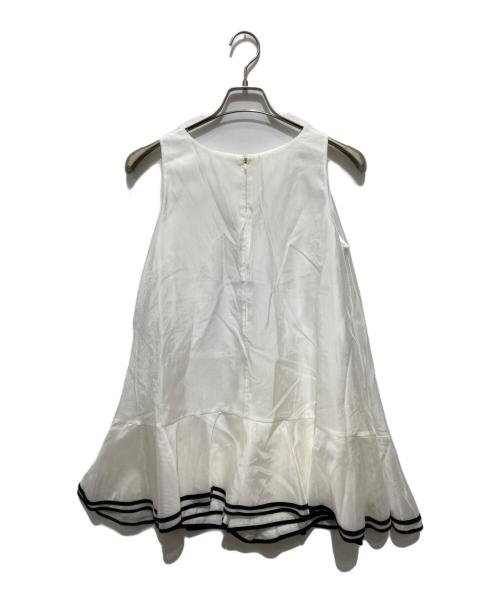 HER LIP TO（ハーリップトゥ）HER LIP TO (ハーリップトゥ) バイカラートリムフレアロンパー ホワイト サイズ:Sの古着・服飾アイテム