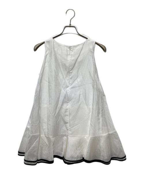 HER LIP TO（ハーリップトゥ）HER LIP TO (ハーリップトゥ) バイカラートリムフレアロンパー ホワイト サイズ:Sの古着・服飾アイテム