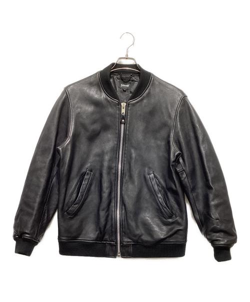 Schott（ショット）Schott (ショット) バワリージャケット/レザージップブルゾン ブラック サイズ:Mの古着・服飾アイテム