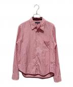 COMME des GARCONS HOMMEコムデギャルソン オム）の古着「裾切替ギンガムチェックシャツ」｜レッド