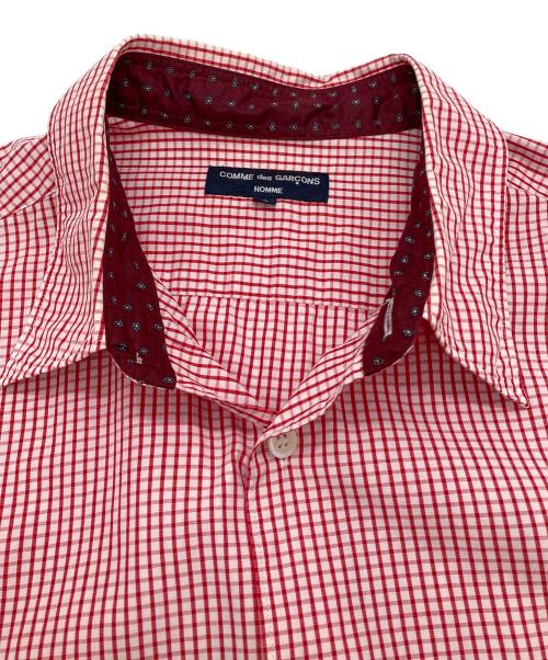 COMME des GARCONS HOMME（コムデギャルソン オム）COMME des GARCONS HOMME (コムデギャルソン オム) 裾切替ギンガムチェックシャツ レッド サイズ:Ｓの古着・服飾アイテム
