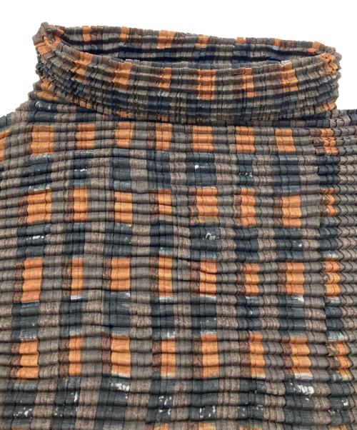 ISSEY MIYAKE（イッセイミヤケ）ISSEY MIYAKE (イッセイミヤケ) 長袖プリーツカットソー ブラウン サイズ:Mの古着・服飾アイテム
