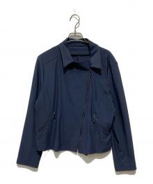 Leilian（レリアン）の古着「ストレッチライダースジャケット」｜ネイビー