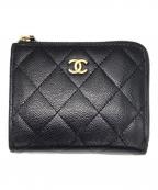 CHANELシャネル）の古着「ココマークキャビアスキンL字ファスナー」｜ブラック
