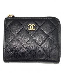 CHANEL（シャネル）の古着「ココマークキャビアスキンL字ファスナー」｜ブラック