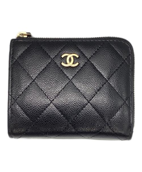 CHANEL（シャネル）CHANEL (シャネル) ココマークキャビアスキンL字ファスナー ブラックの古着・服飾アイテム