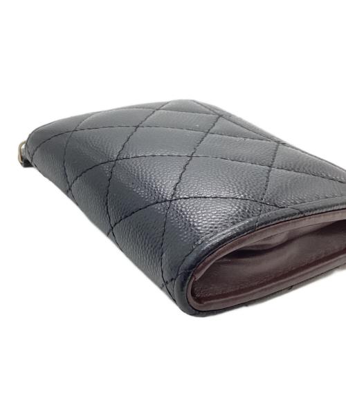 CHANEL（シャネル）CHANEL (シャネル) ココマークキャビアスキンL字ファスナー ブラックの古着・服飾アイテム