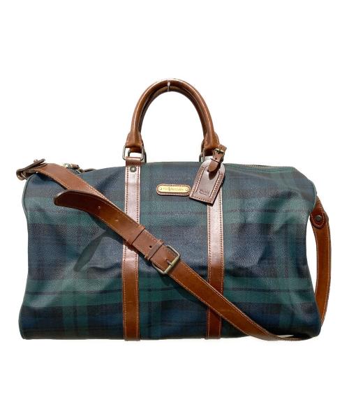 POLO RALPH LAUREN（ポロ・ラルフローレン）POLO RALPH LAUREN (ポロ・ラルフローレン) ブラックウォッチレザーボストンバッグ グリーンの古着・服飾アイテム