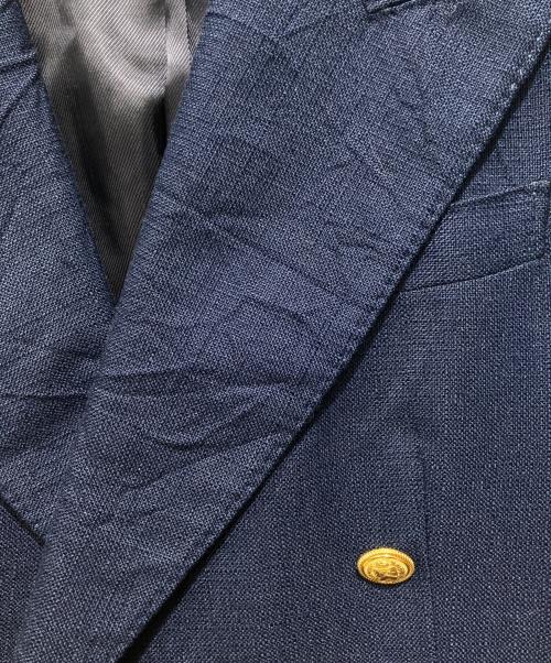 GUCCI（グッチ）GUCCI (グッチ) リンクルエフェクト ビスコース ジャケット /金釦ダブルジャケット ネイビー サイズ:40の古着・服飾アイテム