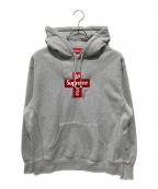 SUPREMEシュプリーム）の古着「クロス ボックス ロゴ フーデッド スウェットシャツ "グレー"」｜グレー