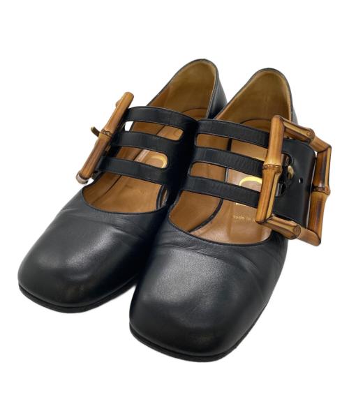 GUCCI（グッチ）GUCCI (グッチ) バンブーバックルストラップパンプス ブラック サイズ:37の古着・服飾アイテム