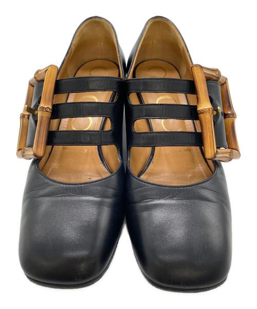 GUCCI（グッチ）GUCCI (グッチ) バンブーバックルストラップパンプス ブラック サイズ:37の古着・服飾アイテム