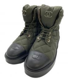 CHANEL（シャネル）の古着「ココマークキルティングハイカットスニーカー」｜グリーン×ブラック