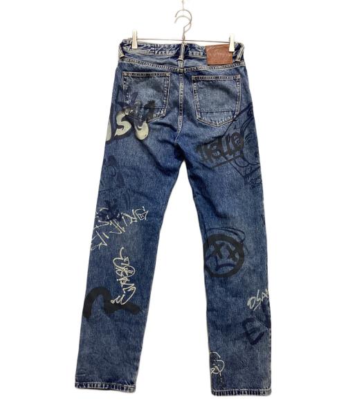EVISU（エヴィス）EVISU (エヴィス) グラフィティプリント レギュラーフィット ジーンズ ブルー サイズ:Ｓの古着・服飾アイテム