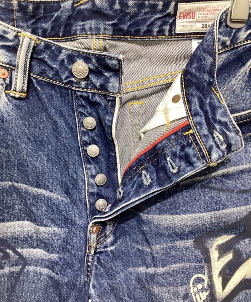 EVISU（エヴィス）EVISU (エヴィス) グラフィティプリント レギュラーフィット ジーンズ ブルー サイズ:Ｓの古着・服飾アイテム
