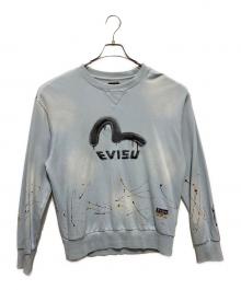 EVISU（エヴィス）の古着「ロゴとカモメプリント リラックスフィットスウェットシャツ」｜ブルー