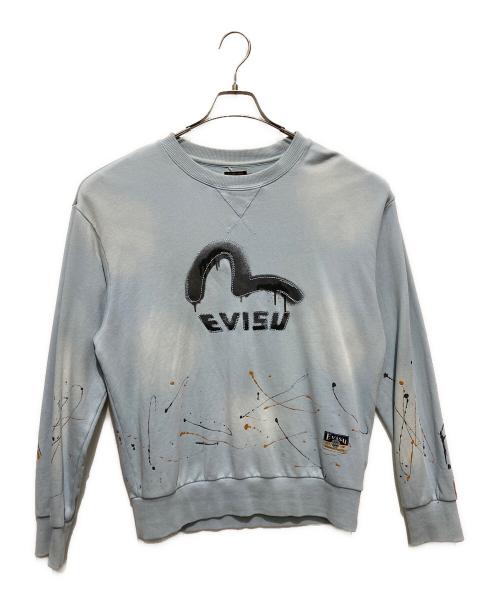 EVISU（エヴィス）EVISU (エヴィス) ロゴとカモメプリント リラックスフィットスウェットシャツ ブルー サイズ:Ｓの古着・服飾アイテム