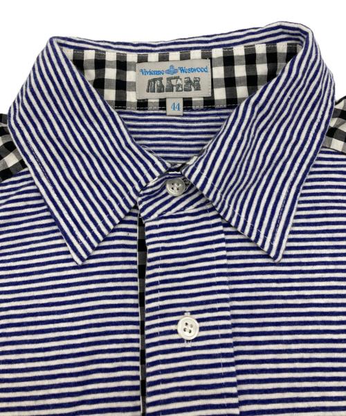 Vivienne Westwood man（ヴィヴィアン ウェストウッド マン）Vivienne Westwood man (ヴィヴィアン ウェストウッド マン) 切替ポロシャツ グレー×ブルー サイズ:Lの古着・服飾アイテム