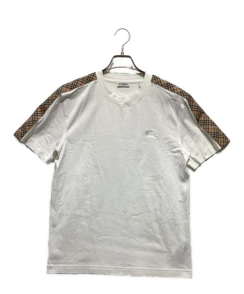 BURBERRY（バーバリー）BURBERRY (バーバリー) チェックトリム コットンTシャツ ホワイト サイズ:Mの古着・服飾アイテム