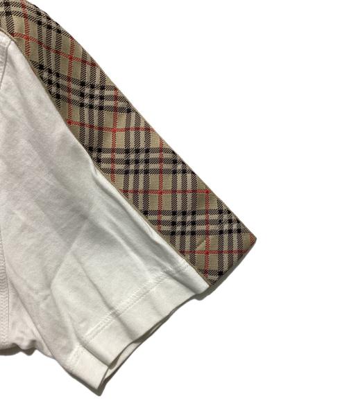 BURBERRY（バーバリー）BURBERRY (バーバリー) チェックトリム コットンTシャツ ホワイト サイズ:Mの古着・服飾アイテム