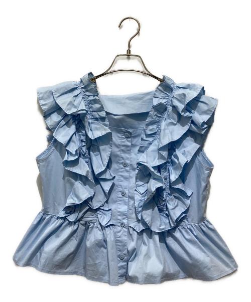 Adam et Rope（アダム エ ロペ）Adam et Rope (アダム エ ロペ) ペタルフリルブラウス ブルー サイズ:FREEの古着・服飾アイテム