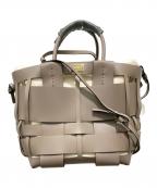 ZANCHETTIザンケッティー）の古着「ウーヴンミディショッパーカーフレザーバッグ」｜グレー/TAUPE