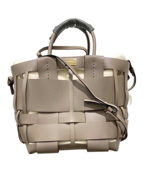 ZANCHETTI（ザンケッティー）ZANCHETTI (ザンケッティー) ウーヴンミディショッパーカーフレザーバッグ グレー/TAUPEの古着・服飾アイテム