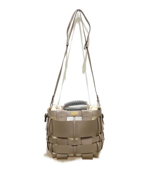 ZANCHETTI（ザンケッティー）ZANCHETTI (ザンケッティー) ウーヴンミディショッパーカーフレザーバッグ グレー/TAUPEの古着・服飾アイテム