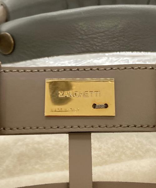 ZANCHETTI（ザンケッティー）ZANCHETTI (ザンケッティー) ウーヴンミディショッパーカーフレザーバッグ グレー/TAUPEの古着・服飾アイテム