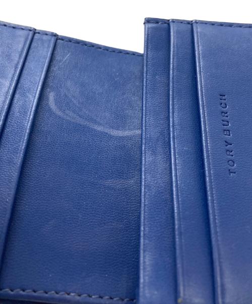 TORY BURCH（トリーバーチ）TORY BURCH (トリーバーチ) バイカラーコンパクトウォレット ボルドー×ネイビー サイズ:OneSizeの古着・服飾アイテム