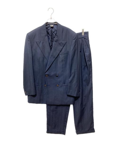 GIANNI VERSACE（ジャンニ・ヴェルサーチ）GIANNI VERSACE (ジャンニ・ヴェルサーチ) メデューサボタンダブルブレザーセットアップ ネイビー サイズ:48の古着・服飾アイテム