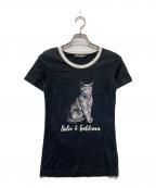 DOLCE & GABBANAドルチェ＆ガッバーナ）の古着「キャットプリントリンガーTシャツ」｜ブラック