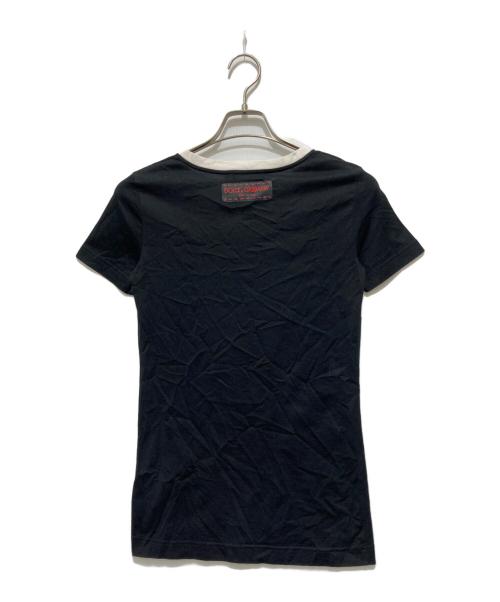 DOLCE & GABBANA（ドルチェ＆ガッバーナ）DOLCE & GABBANA (ドルチェ＆ガッバーナ) キャットプリントリンガーTシャツ ブラック サイズ:36の古着・服飾アイテム