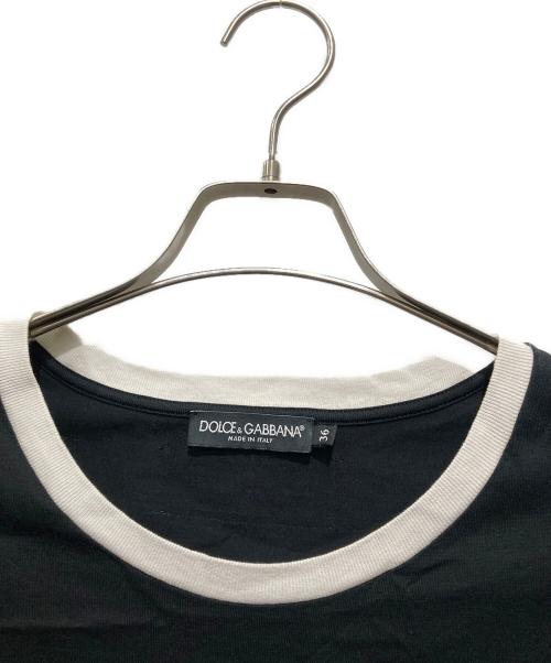 DOLCE & GABBANA（ドルチェ＆ガッバーナ）DOLCE & GABBANA (ドルチェ＆ガッバーナ) キャットプリントリンガーTシャツ ブラック サイズ:36の古着・服飾アイテム