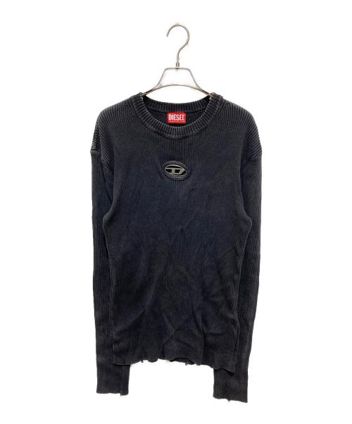 DIESEL（ディーゼル）DIESEL (ディーゼル) リブダメージ加工ニット ブラック サイズ:Mの古着・服飾アイテム