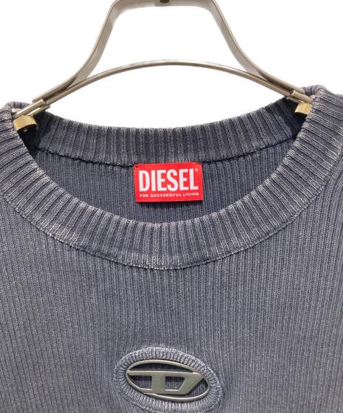 DIESEL（ディーゼル）DIESEL (ディーゼル) リブダメージ加工ニット ブラック サイズ:Mの古着・服飾アイテム