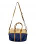 中古・古着 TORY BURCH (トリーバーチ) 切替ストロー2WAYバッグ ネイビー×ブラウン：9000円