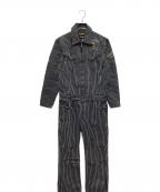 VANSONバンソン）の古着「デニムストライプオールインワン」｜ネイビー
