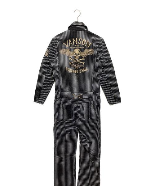 VANSON（バンソン）VANSON (バンソン) デニムストライプオールインワン ネイビー サイズ:Mの古着・服飾アイテム