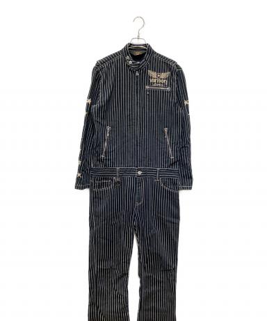 VANSON ストライプオーバーオール 中古・古着通販】VANSON (バンソン) デニムストライプオールインワン