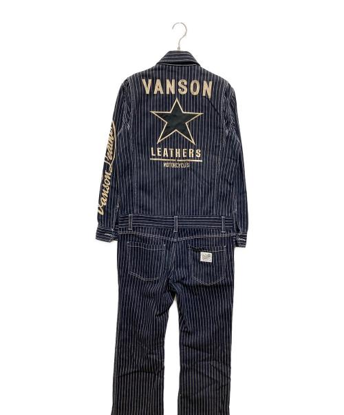 VANSON（バンソン）VANSON (バンソン) デニムストライプオールインワン ネイビー サイズ:Mの古着・服飾アイテム