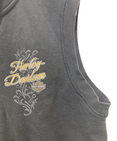 HARLEY-DAVIDSON（ハーレーダビッドソン）HARLEY-DAVIDSON (ハーレーダビッドソン) 00sプリントジップスウェットベスト ブラック サイズ:Mの古着・服飾アイテム