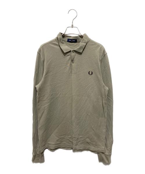 FRED PERRY（フレッドペリー）FRED PERRY (フレッドペリー) ロゴ刺繍長袖ポロシャツ カーキ サイズ:Mの古着・服飾アイテム