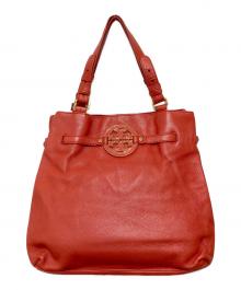 TORY BURCH（トリーバーチ）の古着「ロゴプレートレザートートバッグ」｜レッド