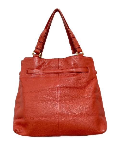 TORY BURCH（トリーバーチ）TORY BURCH (トリーバーチ) ロゴプレートレザートートバッグ レッドの古着・服飾アイテム