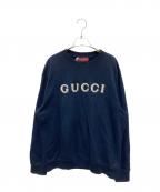 GUCCIグッチ）の古着「エンブロイダリー コットンジャージー スウェットシャツ」｜ネイビー