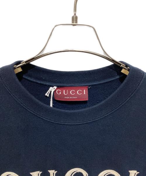 GUCCI（グッチ）GUCCI (グッチ) エンブロイダリー コットンジャージー スウェットシャツ ネイビー サイズ:Ｌの古着・服飾アイテム